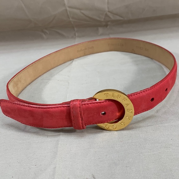 Tiffany & Co. Accessories - Vintage Tiffany & Co Suede Women's Logo Belt SZ 26